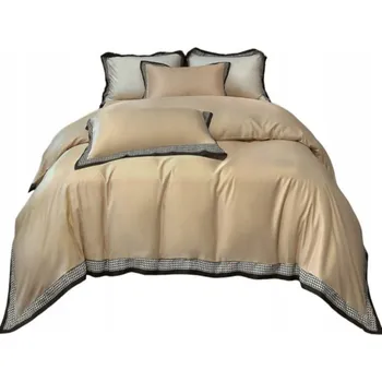 Povlečení Povlečení Cotton World 200x220cm s volánky, kostkovaná, silná, světle hnědá 3 Č.