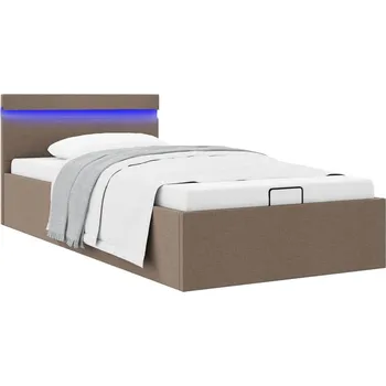 Nábytek vidaXL Rám postele s úložným prostorem LED taupe textil 100 x 200 cm