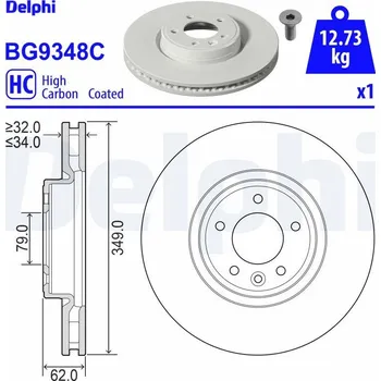 Brzdový kotouč Brzdový kotouč DELPHI BG9348C