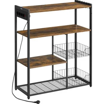 regál Kuchyňský regál KKS196K01 80 x 35 x 93,5 cm hnědý/černý