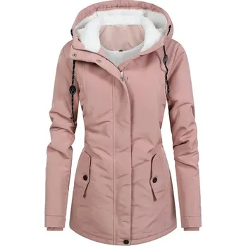 Dámská parka Dámská zimní parka s kožíškem uvnitř Barva: Růžová, Velikost: 3XL