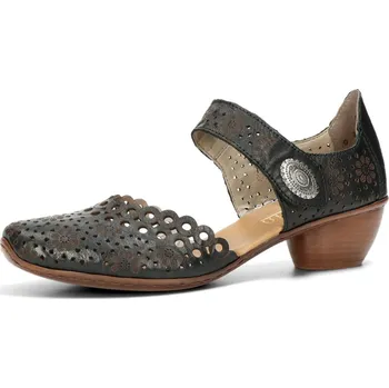 Dámské polobotky Rieker dámské kožené polobotky - černé