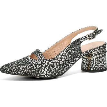 Dámské lodičky ETIMEĒ dámské kožené lodičky s otevřenou patou - černé