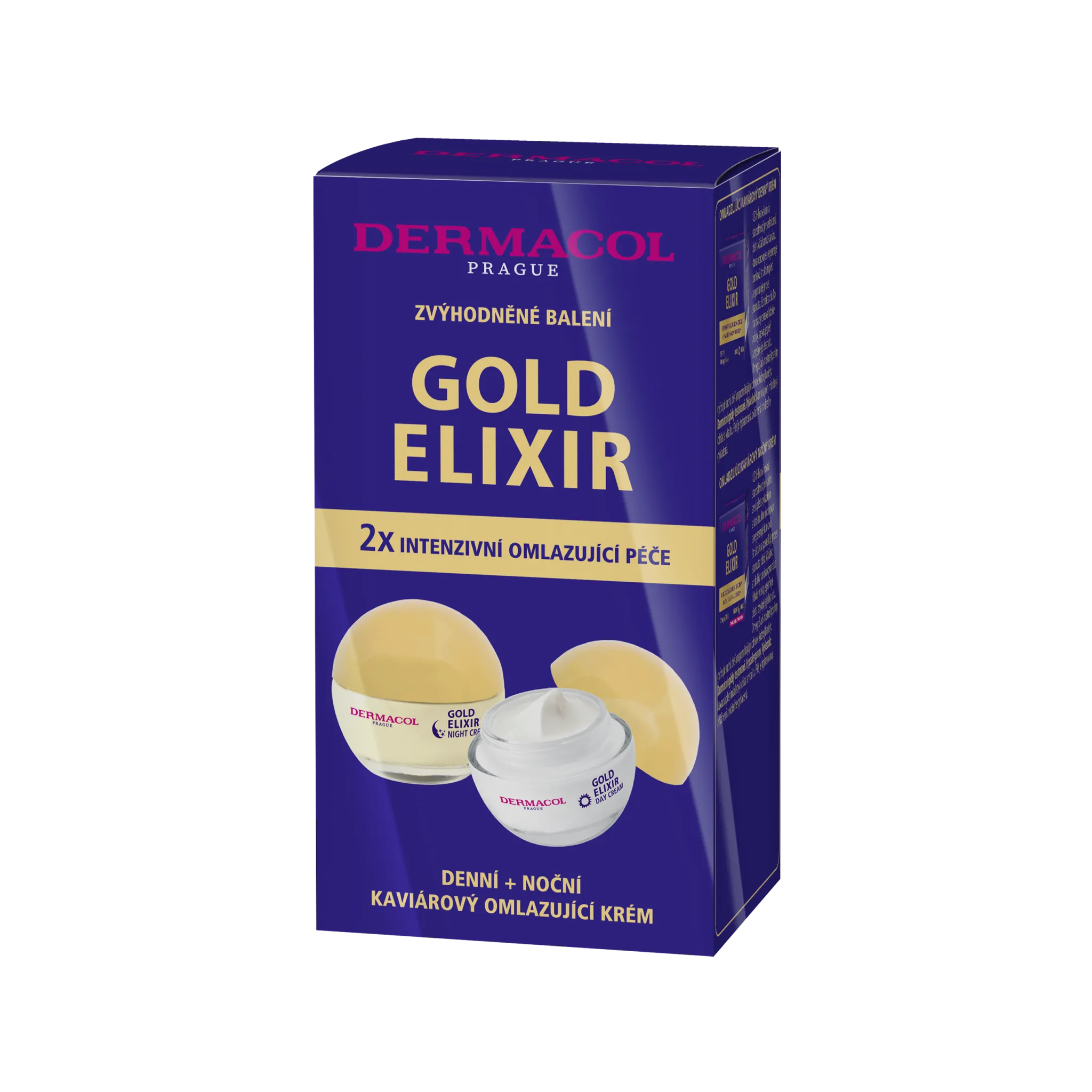 Fotografie 1 - Pleťový krém Dermacol Gold Elixir Duopack denní krém 50 ml + noční krém 50 ml