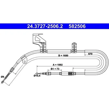 Lanko parkovací brzdy Tažné lanko, parkovací brzda ATE 24.3727-2506.2