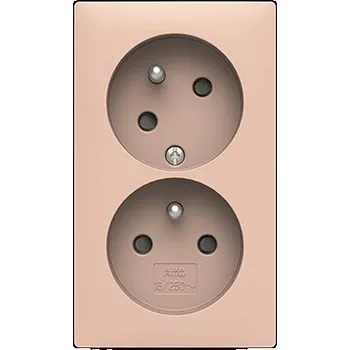 Elektrická zásuvka ABB Zoni dvojzásuvka pudrová/bílá 5513T-C02357 142 s clonkami