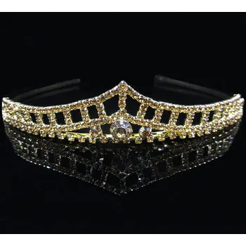 Čelenka B-TOP Svatební korunka do vlasů s hnědými krystaly - zlatá