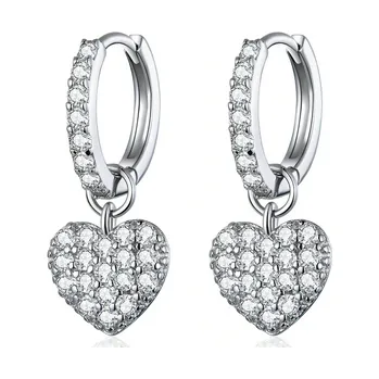Náušnice For Silver NÁUŠNICE KROUŽKY SRDCE - STŘÍBRO 925
