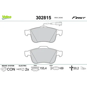 Brzdová destička Sada brzdových destiček, kotoučová brzda VALEO 302815