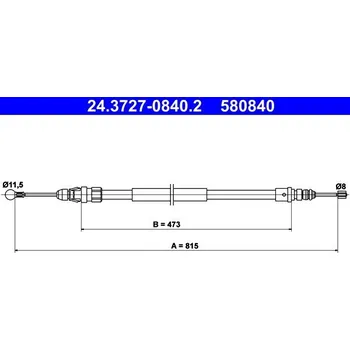 Lanko parkovací brzdy Tažné lanko, parkovací brzda ATE 24.3727-0840.2
