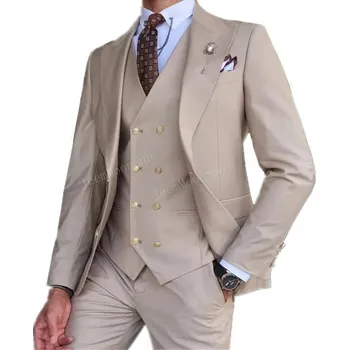 Pánský oblek Společenský oblek MC449 Velikost: M, Barva (Varianta): 2 knoflíky Beige