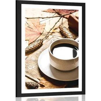 Plakát Dovido Plakát s paspartou šálek kávy v podzimním nádechu