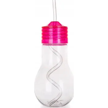 Láhev Plastová láhev s brčkem 600 ml BULB růžová