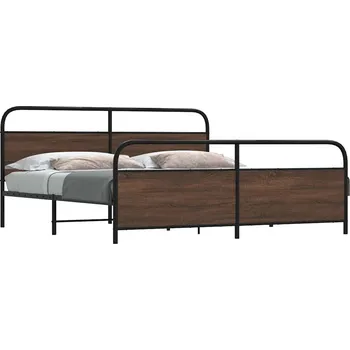Postel vidaXL Kovový rám postele bez matrace 200 x 200 cm [3318642] Barva: hnědý dub