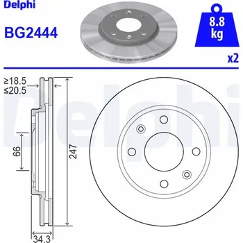 Brzdový kotouč Brzdový kotouč DELPHI BG2444