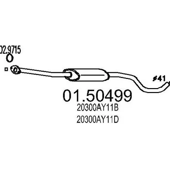 Tlumič výfuku Střední tlumič výfuku MTS 01.50499