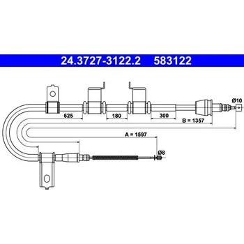 Brzdový systém Tažné lanko, parkovací brzda ATE 24.3727-3122.2
