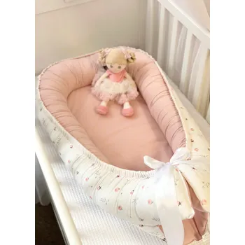 Hnízdečko pro miminko Oboustranné hnízdečko pro miminko - jemné růžové s růžičkami