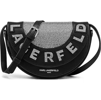 Kabelka KARL LAGERFELD dámská kožená kabelka, crossbody MARLETTE černá s kamínky