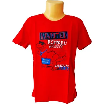 Fortoo Chlapecké tričko JURSKÝ SVĚT - DINOSAURUS krátký rukáv červené Barva: Červená, Velikost: 104/110