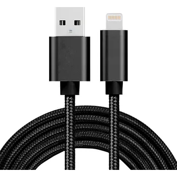 Datový kabel Synchronizační a nabíjecí kabel - Lightning pro Apple zařízení - tkanička - kovové koncovky - černý - 2m