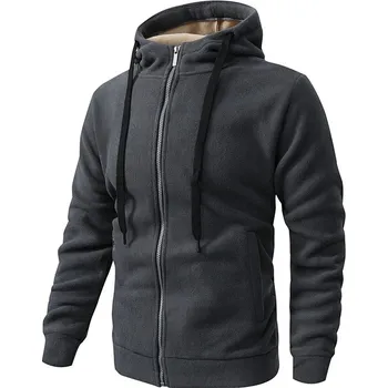 Pánská mikina Fleecová zimní mikina s kapucí a zipem Barva: Šedá, Velikost: XS