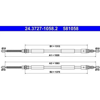 Lanko parkovací brzdy Tažné lanko, parkovací brzda ATE 24.3727-1058.2