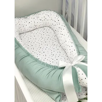 Hnízdečko pro miminko Oboustranné hnízdečko pro miminko - starozelené s puntíky