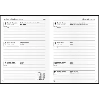 Diář Baloušek Tisk Prokop Tora B6 týdenní 2025 pudrový