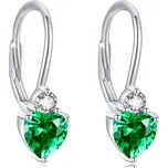 Stříbrné náušnice EMERALDOVÉ SRDCE Ag 925; ≤2 g.