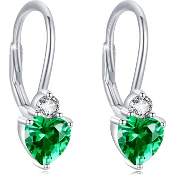 Náušnice Stříbrné náušnice EMERALDOVÉ SRDCE Ag 925; ≤2 g.