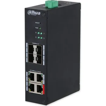 Síťový prvek HS4408-4ET-96 průmyslový PoE switch, 4x PoE, 4x Gb SFP, MNG L2, DIN, 96W