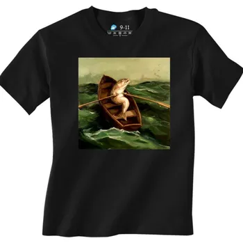 Chlapecké tričko Dětské tričko Ryba v záchranném člunu (Od 3 do 13 let) (Velikost: 7-8, Barva: Černá)