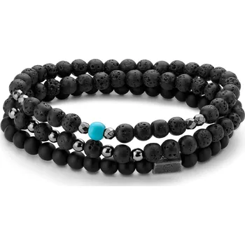 Náramek Set korálkových náramků z&nbsp;černého onyxu, lávových kamenů, tyrkysu a hematitu - Lucleon