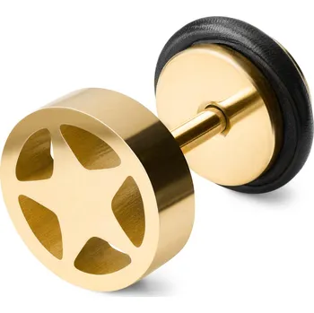 Náušnice Detailní ocelová náušnice hvězdička zlaté barvy - Lucleon