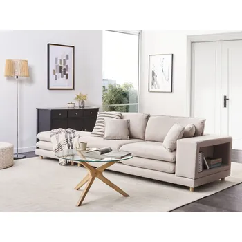 Sedací souprava Pohovka béžová čalouněná 2místná taburet polstrovaná opěradla polštáře Flexibilní uspořádání Moderní sedačka do obývacího pokoje Beliani