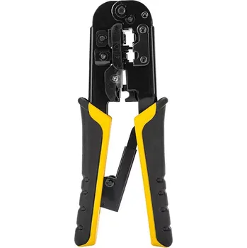 Krimpovací kleště Deli Tools krimpovací klešte RJ45 / RJ14 / RJ12 / RJ9, žluté (EDL4971)