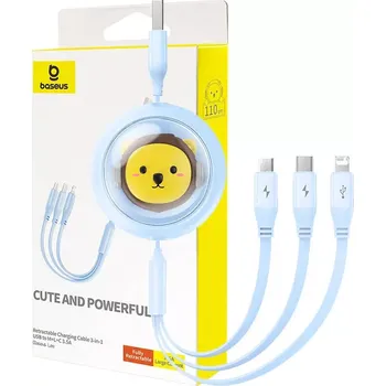 Datový kabel Baseus CB000063 USB to Micro/Lightning/Type C 3w1 Leo, 1,1m, fialový