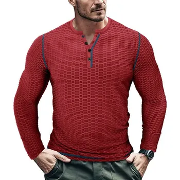 Pánské tričko Vzorované pánské tričko s knoflíky Barva: Červená, Velikost: XL