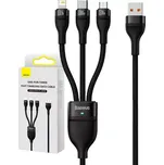 Baseus CASS030001 Flash Series 3v1 USB-A na USB-C, Lightning, MicroUSB 100W, 1,2m, černý