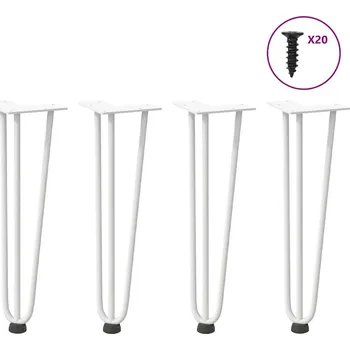 Konferenční stolek vidaXL Nohy na konferenční stolek ve tvaru vlásenky 4 ks, ocel, 42 cm, masivní ocel [4012440] Barva: Bílá