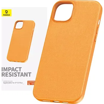 Pouzdro na mobilní telefon Baseus Phone iPhone 15 Plus Fauxther Series oranžové