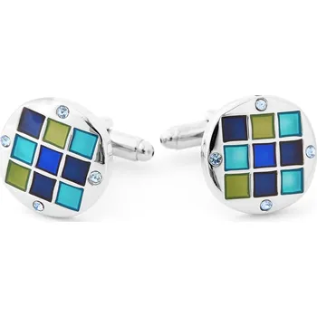 Manžetový knoflíček Modrozelené manžetové knoflíčky se čtverečky - Warren Asher