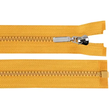 Zip Kostěný zip No 5 délka 50 cm s ozdobným jezdcem, malé, 123 hořčicová
