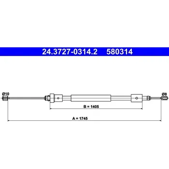 Lanko parkovací brzdy Tažné lanko, parkovací brzda ATE 24.3727-0314.2