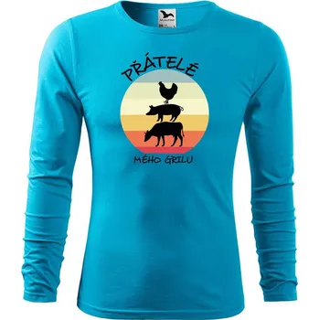 DOBRÝ TRIKO Pánské bavlněné triko Přátelé mého grilu Velikost: M, Barva: Tyrkysová