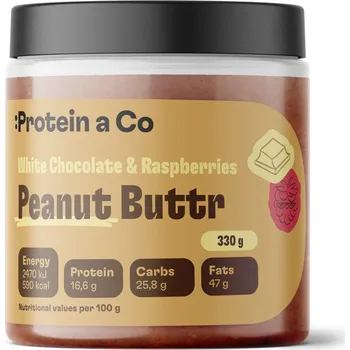 Protein a Co Arašídový krém s bílou čokoládou a malinami 330 g