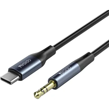 Audio kabel Přepojka / hudební kabel YESIDO USB-C na 3,5mm jack - 1m - černá / šedá