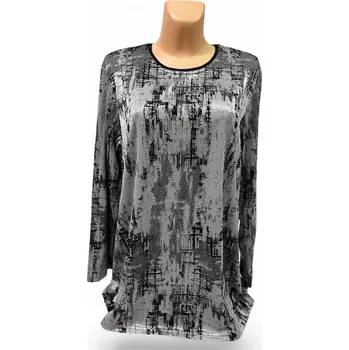 Dámská tunika Stříbrný svetr s černou 52, Velikost XXXL 54, Materiál 98% Polyester 2% Lycra, Rukáv Dlouhý rukáv