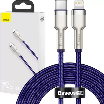 Datový kabel Baseus CATLJK-B05 Cafule Metal - Type C to Lightning, PD 20W, 2m, fialový